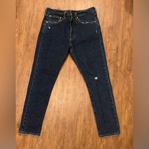 Levi’s 501 Skinny jeans, dark wash. 30X28 button fly.